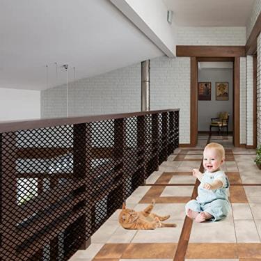 Imagem de JIFTOK Portão De Bebê Para Escadas, Proteção Corrimão Crianças, Animais Estimação, Brinquedos, 9,9 M Largura E 81 Altura, Rede Segurança Varanda, Escada, Produtos Escadas Internas Externas (Preto)