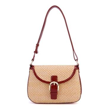 Imagem de Ayliss Bolsas de palha femininas bolsa de ombro bolsa de mão bolsa de praia de verão bolsa transversal de palha pequena bolsa Hobo de tecido, Marrom, Small