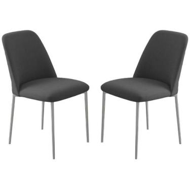 Imagem de Conjunto 2 Cadeiras Londres Veludo Cinza Metal Champanhe - Gonçalves D