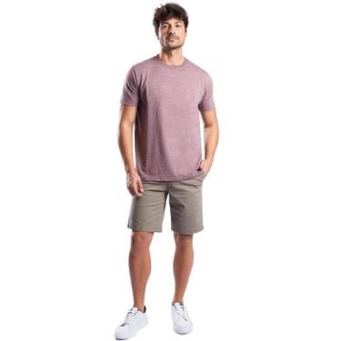 Imagem de Camiseta Vinho Claro Meia Malha 100% Algodão Gola Careca Tubular Sem C