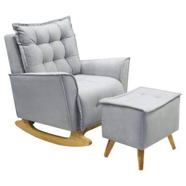 Imagem de Poltrona Amamentação De Balanço Helena + Puff Veludo Quarto - Kasa Sof