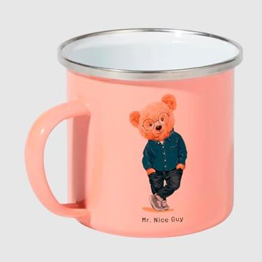 Imagem de Caneca de Inox Enamel Salmão Premium - URSO TEDDY NERD CAMISA