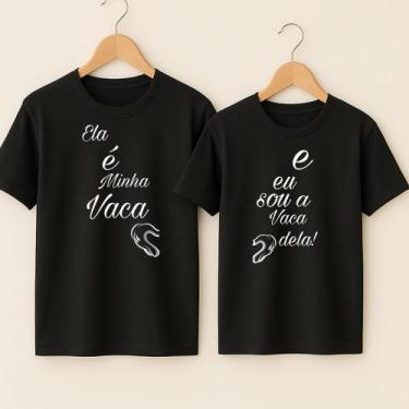 Imagem de Camiseta Algodão Amizade Estampa Ela é Minha Vaca Eu Sou A Vaca Dela A
