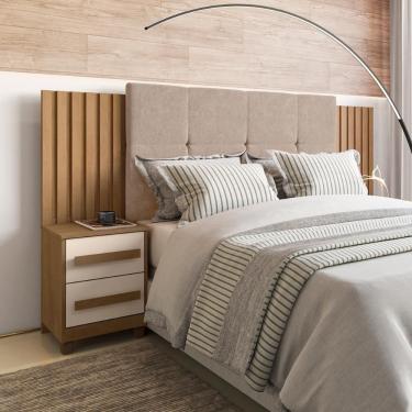 Imagem de Cabeceira para Cama Box Vicenza Casal Queen King MDF Off White Casa H