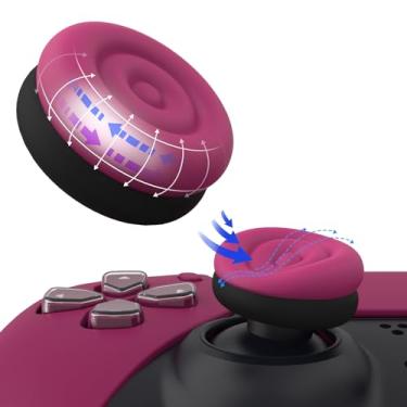 Imagem de playvital Capas De Almofada Para Polegar Thumbs Ps5, Ps4, Capa Controle Analógico Xbox Series X/S, One, Elite 2, Switch Pro - Vermelho Cósmico E Preto