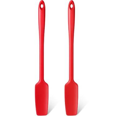 Imagem de Espátula de silicone de cabo longo para jarra de cozinha, raspador de borracha, raspador de silicone para frascos, vitaminas, liquidificadores, cozinhar, misturar mexer (vermelho, 2)