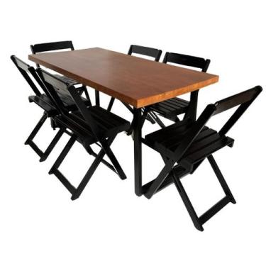 Imagem de Conjunto de Mesa Jantar Gourmet 160x80 com 6 cadeiras - DG Móveis - Re