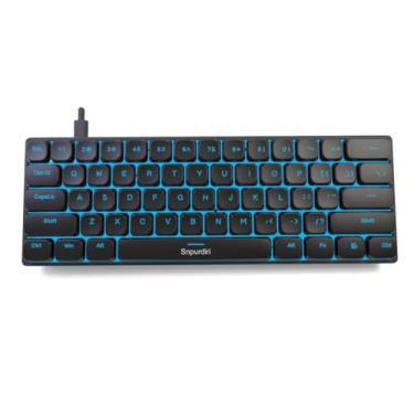 Imagem de Snpurdiri teclado mecânico 60%, switches vermelhos de perfil baixo, teclado gamer com retroiluminação azul gelo para escritório, PC, viagens de negócios (preto, switches vermelhos perfil baixo) (sem
