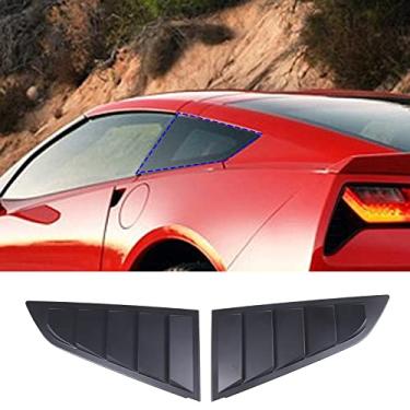 Imagem de Guarnição da tampa da janela traseira traseira ABS 2 peças compatível com Corvette C7 Stingray 2014-2019 Shark Gills Styling Air Outle Vent Cover Trim Accessories (preto fosco)