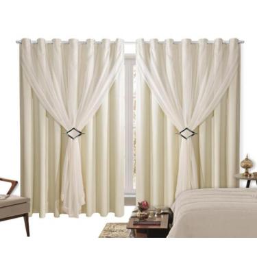 Imagem de Cortina Blackout PVC 4,00m X 2,40m Com Voil Palha - Ibitinga Decora