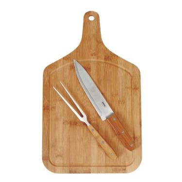 Imagem de Conjunto Churrasco Bamboo Tábua 30cm x 50cm com Alça - MOR