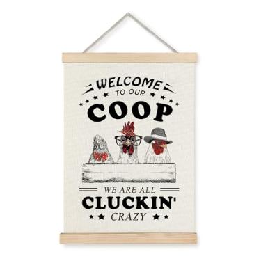 Imagem de Arte de parede engraçada em tela suspensa de galo - pôsteres engraçados para decoração de galinheiro de galinheiro rústico para galinheiro, decoração de parede pendurada de animais de fazenda