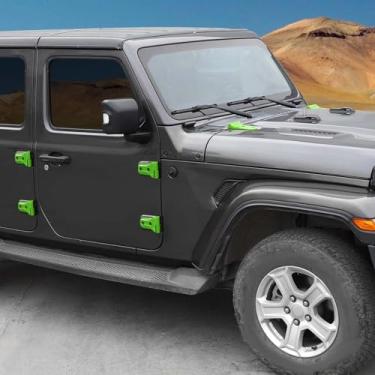 Imagem de Hoolcar Kit de acessórios externos para portas, capô do motor e pneu sobressalente, capa de dobradiça, acabamento externo compatível com Jeep Wrangler JLU 2018-2025, 4 portas, verde claro, 12 peças