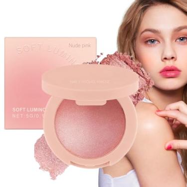 Imagem de Blush em Pó, Blush em Pó Rosa Maquilhagem Facial, Maquilhagem Brilho Duradouro E Construível, Cosméticos Leves Para Mulheres E Meninas De Todas As Tonalidades De Pele Para Festas Viagem