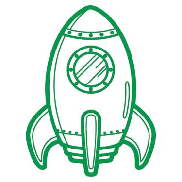 Imagem de Adesivo FOGUETE Ideal para notebook carro portas vidros Paredes Quarto Infantil vários tamanhos (VERDE, 15,1X20cm)