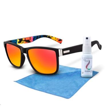 Imagem de Kit Oculos De Sol Esportivo + Limpa Lentes Spray Flanela (Azul)
