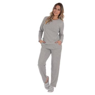Imagem de Pijama Comfort Moletinho Feminino Victory, G, Cinza mescla