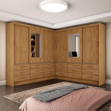 Imagem de Closet Sevilha 6 Portas Casal Duplo Com Espelho 18 Gavetas Cinamomo - 