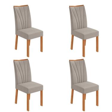 Imagem de Conjunto com 4 Cadeiras Apogeu Veludo Capuccino e Amêndoa