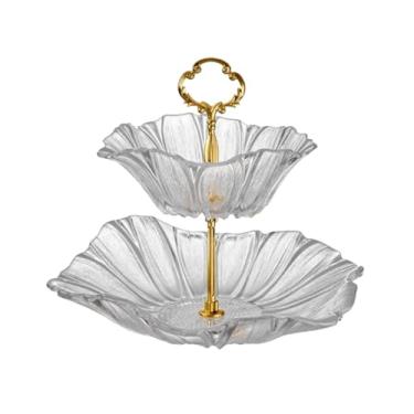 Imagem de Bothyi Suporte para bolo em camadas, bandeja de servir, prato de frutas de vidro, decoração para casa, elegante buffet de lanches, suporte para mesa,