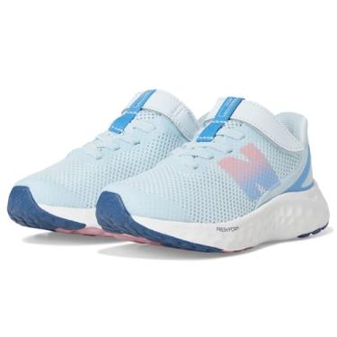 Imagem de New Balance Tênis de corrida unissex infantil Fresh Foam Arishi V4 Hook & Loop, Vidro fosco/azul carolina/rosa caramelo, 15
