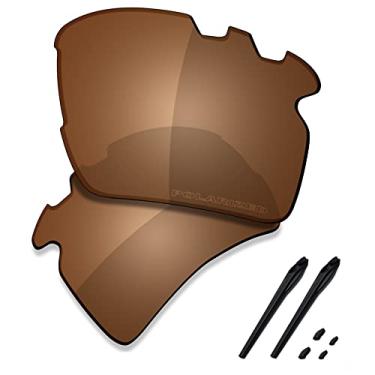 Imagem de SAUCER Lentes de reposição premium e kits de borracha para óculos de sol Oakley Flak 2.0 XL ventilados OO9188 de alta definição - marrom âmbar polarizado