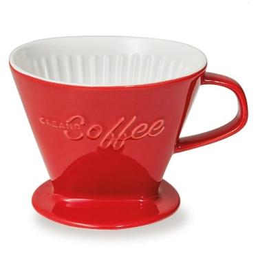 Imagem de Creano Coador de café de porcelana XXL vermelho – cafeteira de cerâmica – filtro tamanho 4 – qualidade enorme e pesada 800 g – 6 cores disponíveis