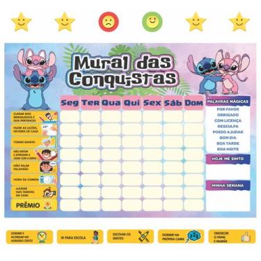 Imagem de Quadro Rotina Diária Infantil Stitch Regra Deveres Incentivo - Home e 