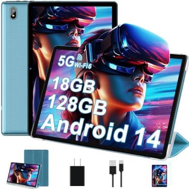 Imagem de DMOAO Tablet, tablets de 2024 de 10,1 polegadas, tablet Android com 18 GB de RAM + 128 GB de ROM/expansão de 1 TB, CPU Octa-Core de 1,8 GHz, bateria de 6000 mAh, WiFi 5G, WiFi 6, BT5.0, Widevine L1 HD