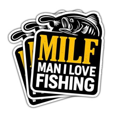 Imagem de Adesivo masculino I Love Fishing 3 peças, adesivo de clube de pesca, decalque Milf 7,6 cm à prova d'água para barco, caixa de equipamento, refrigerador, presentes para pescadores, pescadores (milfo)