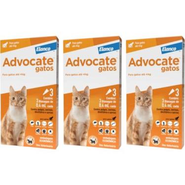 Imagem de Combo Advocate Gatos 0,4ml Até 4kg - 3 Pipetas - 3 Unidades - Elanco