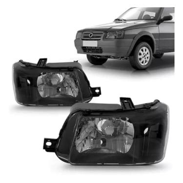 Imagem de Par Farol Uno Fiorino 2004 2005 2006 2007 2008 2009 2010 Mascara Preta