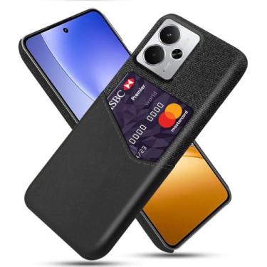 Imagem de Capa para Realme 14,Anti-deslizamento,Proteção contra quedas de 360°,Resistência à impressão digital,Tela e caso de couro PU com 1 slot de cartão atrás-Black