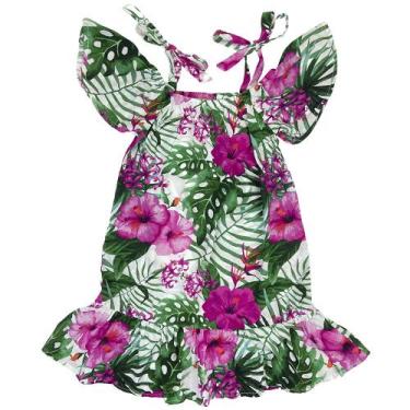 Imagem de Vestido Juvenil Look Jeans Viscose Estampada, Branco, 18