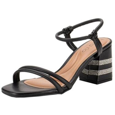 Imagem de Sandália Feminina Salto Bloco Strass Conforto Chic Beira Rio