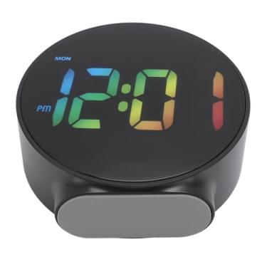 Imagem de YOUTHINK Despertador de LED Multifuncional Com Alarmes Duplos, Exibição de 12 Horas de Tempo, Tomada Elétrica de Despertador Elétrico para Quarto ou Dormitório (Caixa preta, fonte colorida)