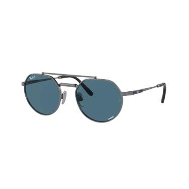 Imagem de Ray-Ban Óculos de sol redondos RB8265 Jack II Titanium, Metal/azul polarizado, 53 mm