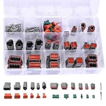 Imagem de DUZFOREI Kit conector impermeável DT 174 peças, 2 3 4 6 8 12 pinos conectores com 75 pares 16 terminais estampados, adequado para motocicleta, scooter, carro, caminhão, à prova d'água, conectores