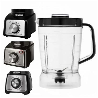 Imagem de Copo p/Liquidificador Mondial Turbo Inox L-1000 | L-1100 | L-1200 – Acrílico Cristal 1,5 L c/Tampa vermelha Vedante, Peça de Reposição. (preto)