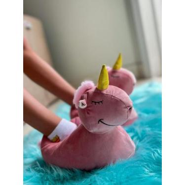 Imagem de Pantufa 3D Unicórnio Rosa infantil e adulto  - RV chinelos , Rosa, 31/