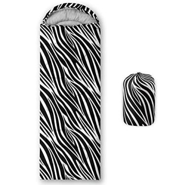 Imagem de QOOMO Sacos de dormir Zebra à prova d'água para adultos e crianças, sacos de dormir impressos para acampamento, clima quente e frio para 3 estações, leve, viagens e ao ar livre, equipamentos de