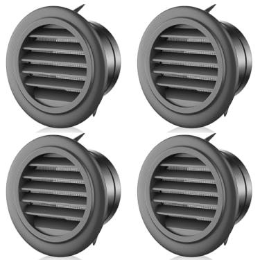 Imagem de Pacote com 4 saídas de ventilação de 10 cm para exaustor com tela de malha embutida, capa de ventilação de exaustão preta redonda Soffit ABS, ventilação de secadora de vésperas para banheiro