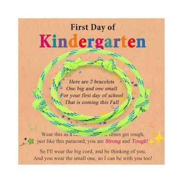 Imagem de Leyung Pulseira "First Day of Kindergarten" Mommy and Me, Mother Son, 1st First Day of School Pre-School Pre K Back to School Gifts for Kids Son Daughter Boys Girls