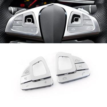 Imagem de Goodithy 8 peças de substituição de acabamento de botão de controle de volante multifuncional para Mercedes Benz Classe E W213 Sedan W238 Coupe Cabriolet (prata)