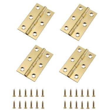 Imagem de KKUANG 4 peças 50 x 30 mm caixa de madeira/caixa de joias artesanal/móveis/gaveta/armário dobradiças de latão com parafusos ferramenta de hardware