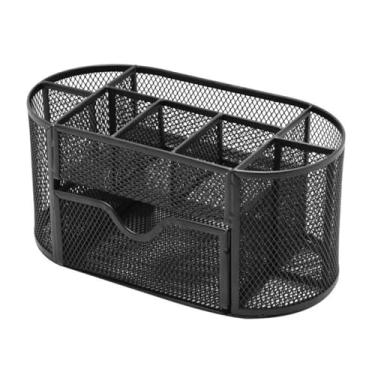 Imagem de Porta Lápis Organizador Mesa Escritório 9 Divisórias Aramado Preto