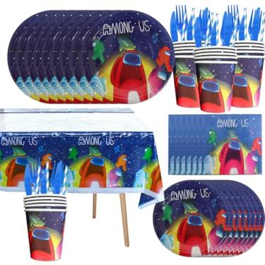 Imagem de 141 peças entre decorações de mesa de aniversário, pratos de festa, copos, tema de futebol, guardanapos, bola de praia, toalha de mesa para decoração de festa de futebol (entre)