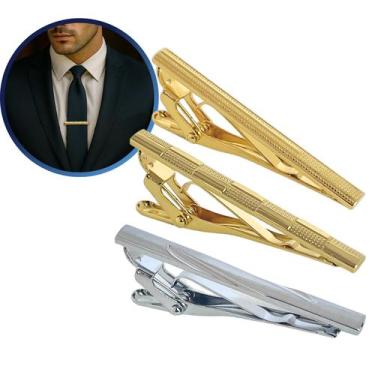 Imagem de Kit 3 Prendedor De Gravata Grampo Trabalhado Luxo Social Aço - GEC Imp
