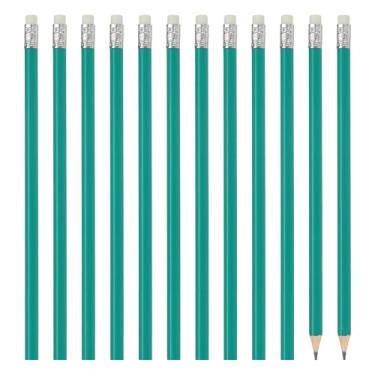 Imagem de PATIKIL Lápis de madeira hexagonais a granel, pacote com 12 lápis de grafite HB com borracha para material de escritório, materiais de desenho de arte de marcação de engenharia, verde