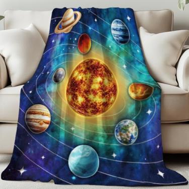 Imagem de GLOBLELAND Manta de sistema solar para mulheres e homens, 140 x 139 cm, nove planetas, sol, terra, macio, aconchegante, flanela, lavável, cobertor felpudo para casa, escritório, cama, sofá, cadeira